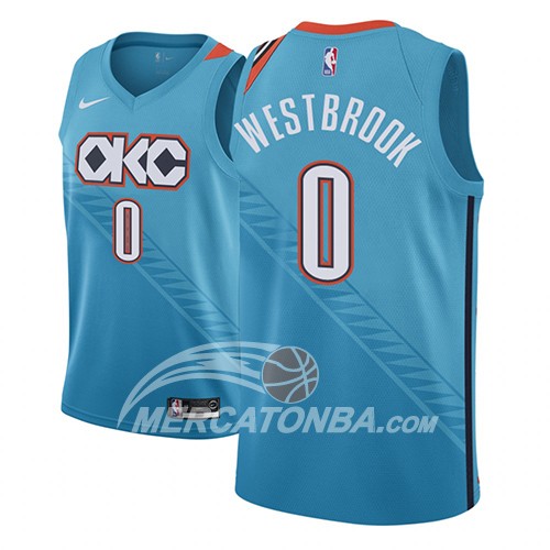 Maglia NBA Oklahoma City Thunder Russell Westbrook Ciudad 2018-19 Blu